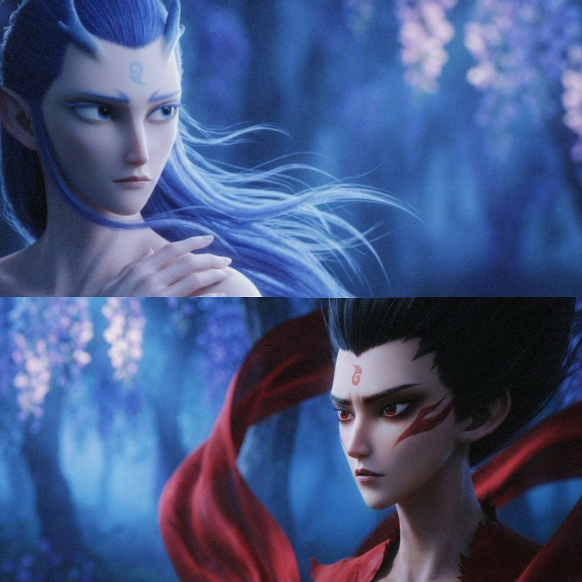 月黑风高小树林。
#藕饼 #oubing #nezha #aobing