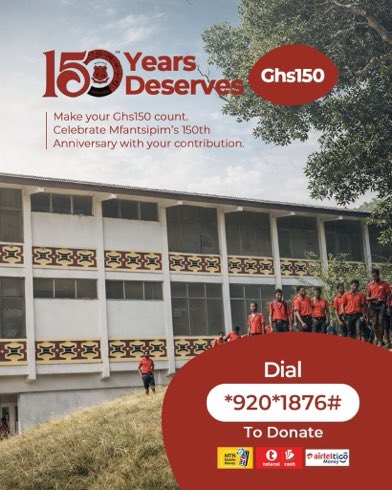 K_agyapong7's tweet image. It’s not just about giving, it’s about belonging to something bigger. Support Mfantsipim at 150 with your GHS150 by dialing *920*1876#. #MFA150for150th