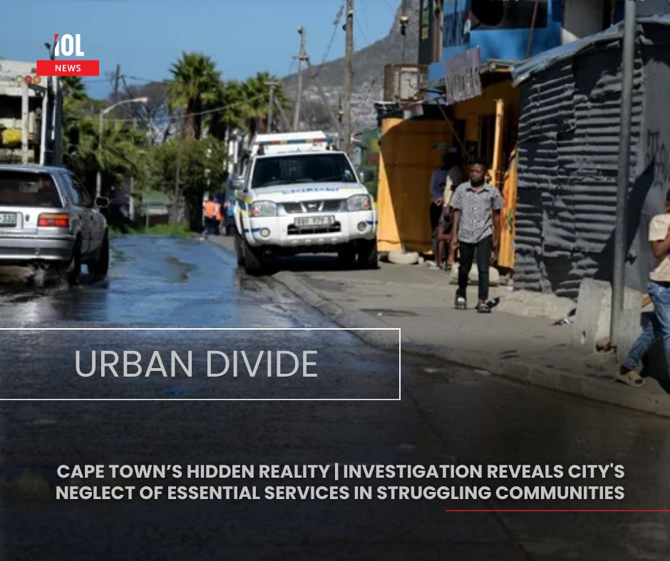 IOL's tweet image. An investigation has revealed Cape Town’s hidden reality—struggling communities neglected of essential services. From water access to sanitation, residents face daily hardships that expose deep inequalities in the city. 
#news #investigation #CapeTown #neglect #services
Read on