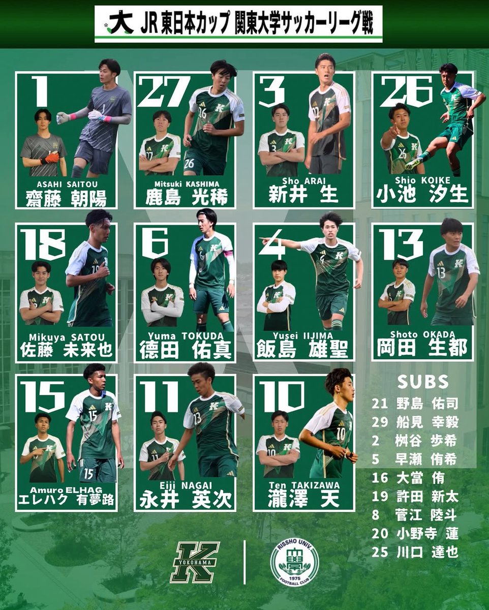 スターティングイレブン発表🔥】 ⚽️関東2部リーグ 第2節 🕒4月12(日