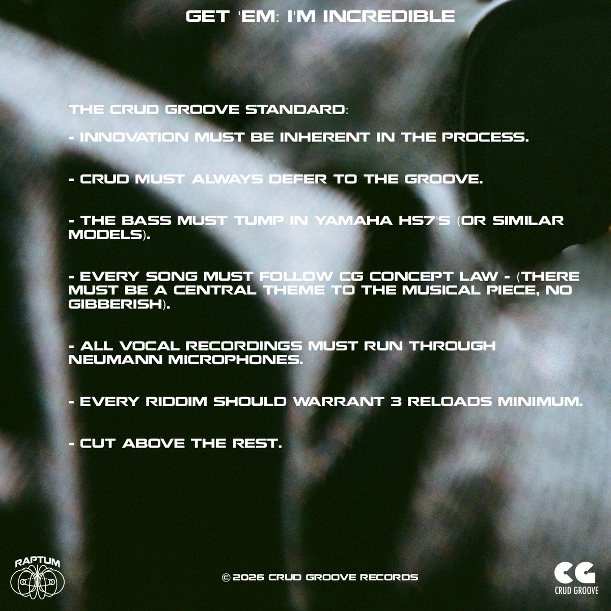 RAPTUM_'s tweet photo. Apologies for the delay.

We’ve been chiselling and refining in accordance with the  @crudgroove standard. 

EP dropping May 1st - GET ‘EM (I’M INCREDIBLE)

New Single Dropping on Friday - The Front

#TheFront #cutabovetherest #SonicTump https://t.co/kYYtzjdb9n