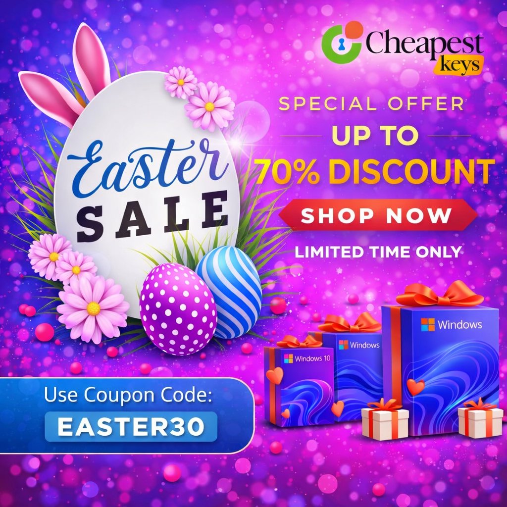 cheapestkeys247's tweet image. 🐣 Easter MEGA SALE is LIVE! 🎉
Get 30% OFF on premium software &amp;amp; game keys at CheapestKeys

👉 cheapestkeys.com
⚡ Instant delivery | 🔐 Genuine keys

⏳ Limited-time deal — grab yours now!
#EasterSale #Deals #Discount #Gaming #Software