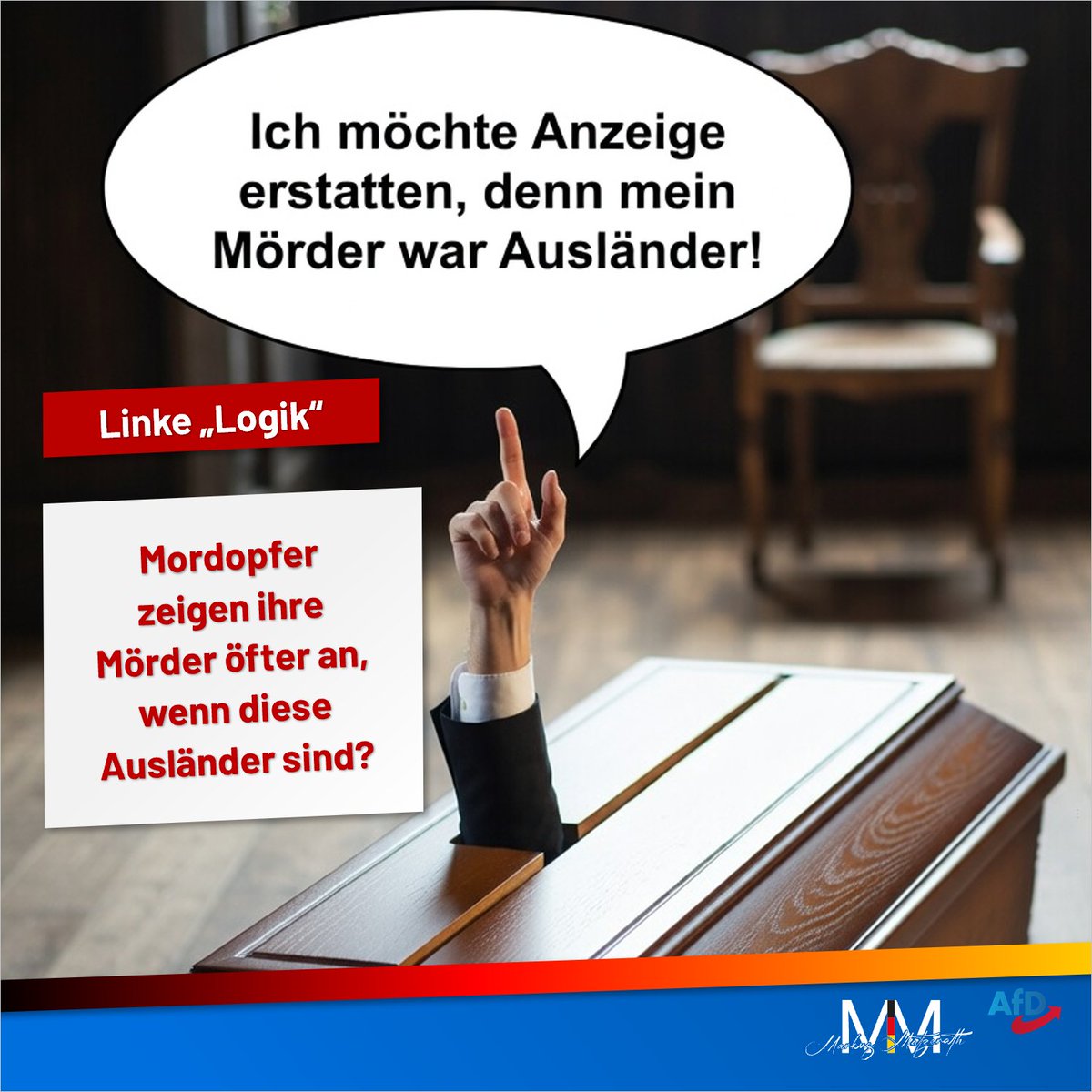 „Linke Logik“ und die #Anzeigewahrscheinlichkeit
Zeigen Mordopfer ihre Mörder mit höherer Wahrscheinlichkeit an, wenn diese Ausländer sind? Schwer zu glauben!
Dass nicht-deutsche Tatverdächtige in der Polizeilichen Kriminalstatistik wesentlich überrepräsentiert sind, erklären