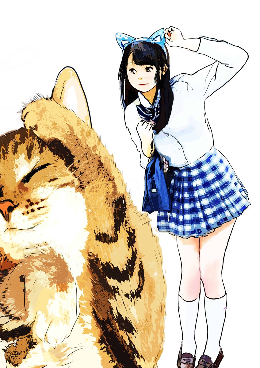 猫耳ポーズ　少しポーズをずらして2種 | SAI60 #pixiv pixiv.net/artworks/14346… 
＃イラスト練習中＃絵描きさんと繋がりたい
手直しx2
