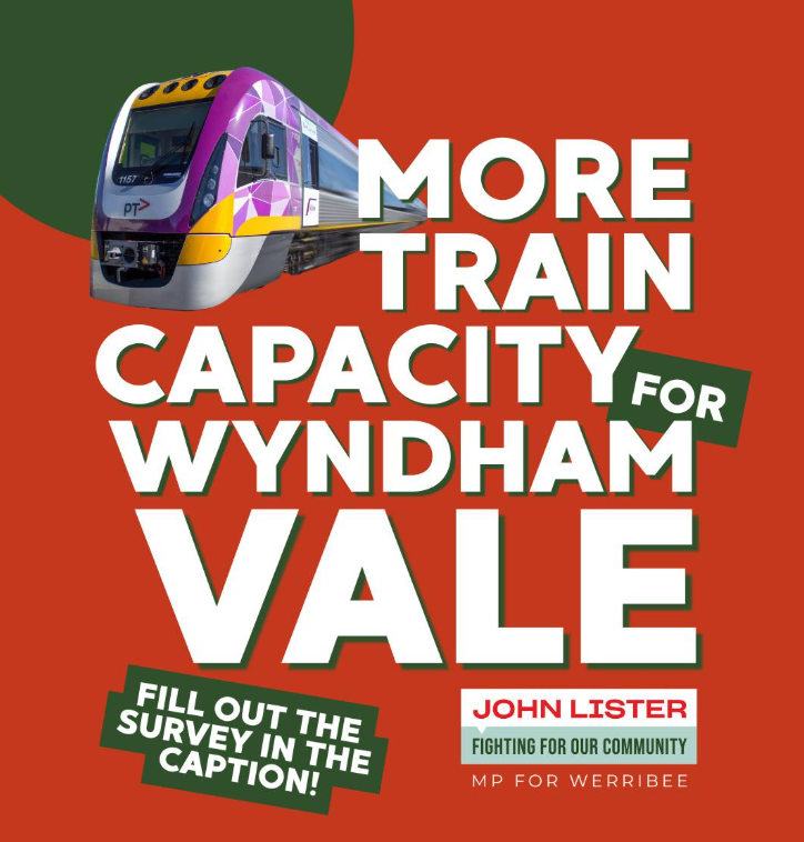 MelbOnTransit's tweet image. John Lister MP is running a survey regarding Geelong line train capacity for Wyndham Vale/Tarneit. More here: facebook.com/photo/?fbid=12…  #springst