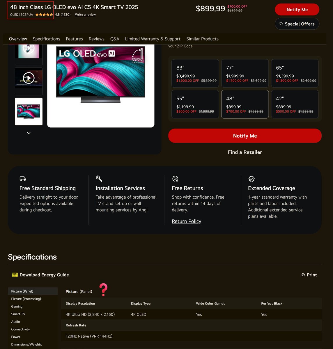 fury_mohammed's tweet image. x.com/i/status/20432…
أيضاً لاحظت شيء مختلف و أنا أتصفح صفحات المنتج
الـC6 48 صار فيه الـBrightness Booster
بعكس الـC6 42 أو C5 48