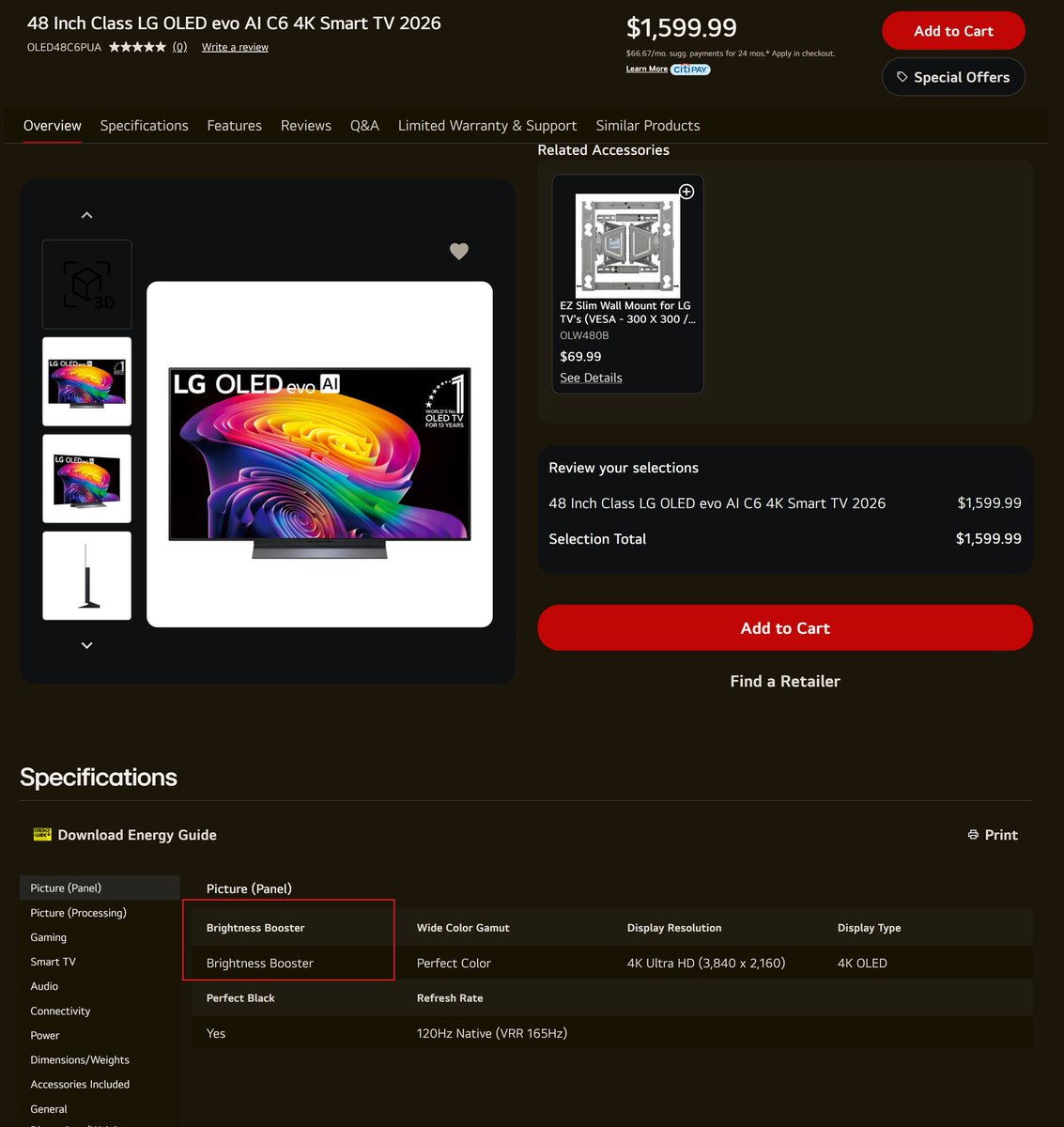 fury_mohammed's tweet image. x.com/i/status/20432…
أيضاً لاحظت شيء مختلف و أنا أتصفح صفحات المنتج
الـC6 48 صار فيه الـBrightness Booster
بعكس الـC6 42 أو C5 48