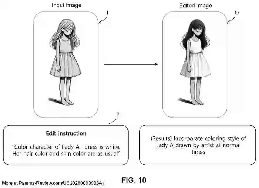 PatentPulse's tweet image. 🚀 New patent application alert: #US20260099903A1 by #ETRI!  
Discover a #Method and #Apparatus for automating personalized #AI image editing.  
🔍 Key steps:  
1️⃣ Input: Receive image &amp;amp; user edit instructions  
2️⃣ Encode: Convert instructions into personalized commands  
3️⃣
