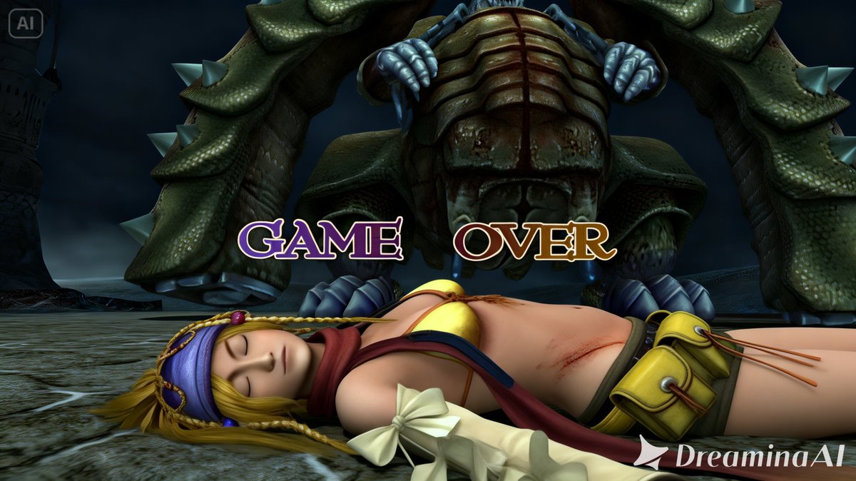 prasetya_j93824's tweet photo. Rikku リュック Final Fantasy X-2 ファイナルファンタジーX-2 is Down and defeated by some enemy and Monster at Spira World. The Sexy and Pretty girl from Gullwings members looks so erotic when si lying on the floor #squreenix #rpggame #playstation #ryona #ryonagameover #リョナ #spehrehunter