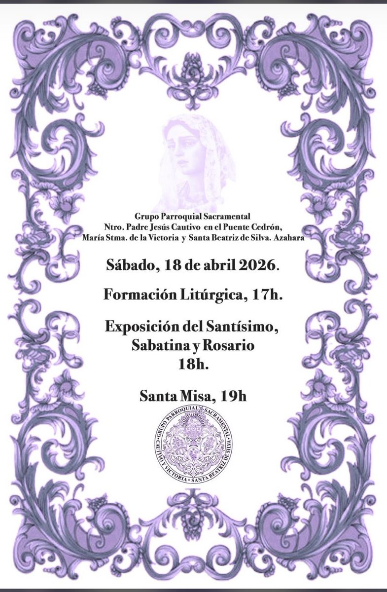 gdlavictoria's tweet photo. El próximo sábado 18 de abril, Sabatina de este mes.
El domingo 26 de abril, la V Salmorejá en los salones. Puedes colaborar con tu empresa ayudando en los gastos de la misma. Colabora! 
El próximo 16 de mayo, sábado, ofrenda floral y misa por el X aniversario.
#CautivoyVictoria https://t.co/BMq35A4E5o