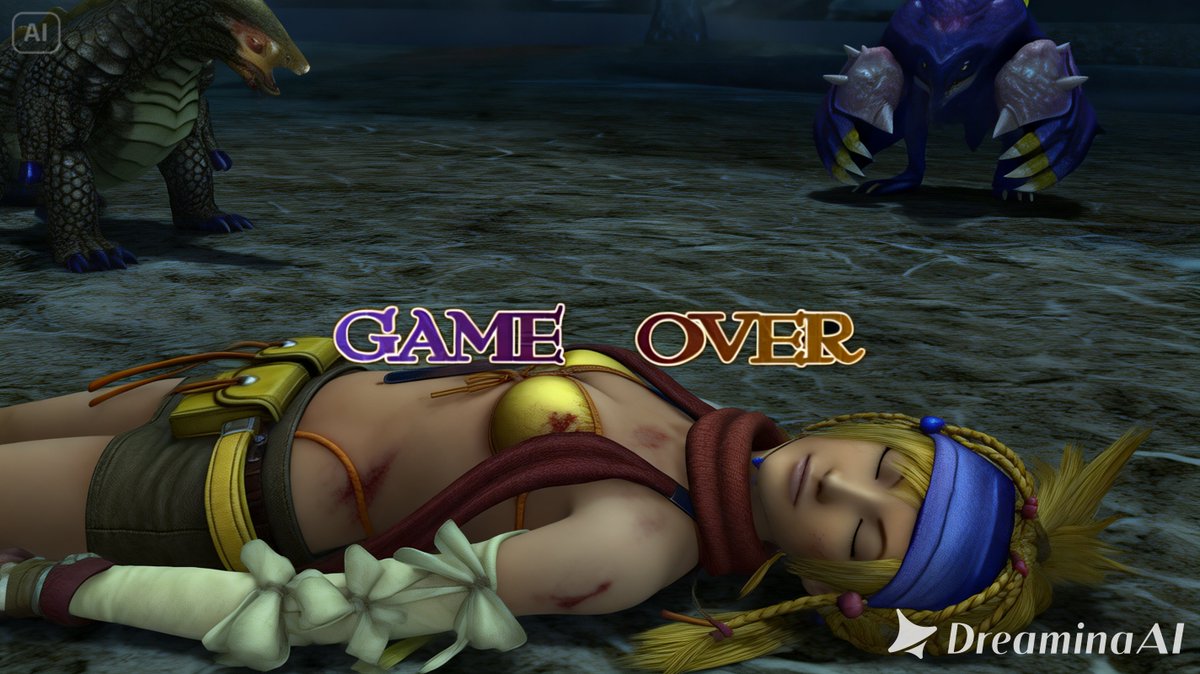 prasetya_j93824's tweet photo. Rikku リュック Final Fantasy X-2 ファイナルファンタジーX-2 is Down and defeated by some enemy and Monster at Spira World. The Sexy and Pretty girl from Gullwings members looks so erotic when si lying on the floor #squreenix #rpggame #playstation #ryona #ryonagameover #リョナ #spehrehunter