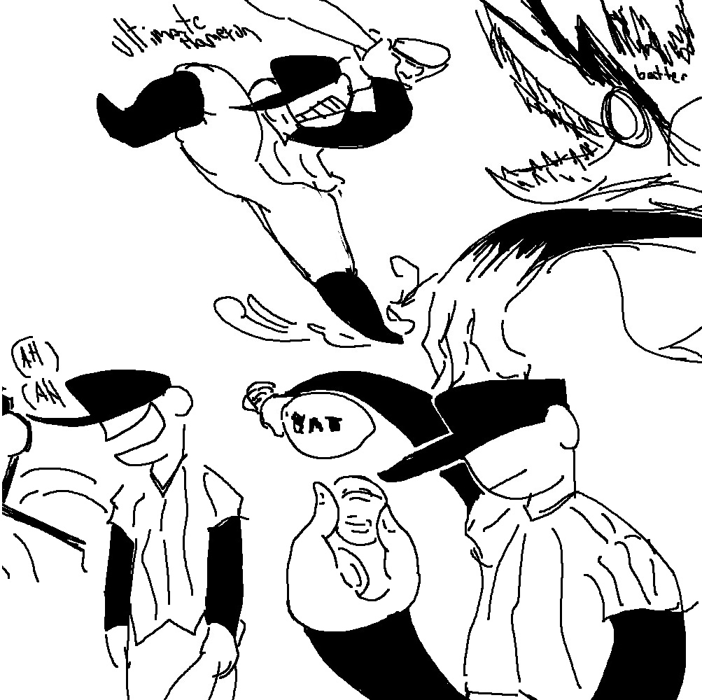 rowe_ex's tweet photo. without HUD (+ a couple doodles of The Batter) https://t.co/M7gBrGph8v