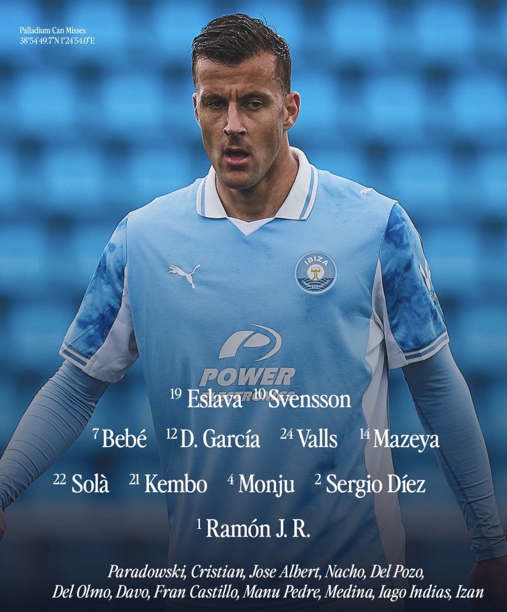 Compo pour le match de ce midi contre Torremolinos 
Compo dans la lignée de la semaine dernière. Georges Mazeya côté droit, duo d’attaque Eslava-Svensson
#Ibiza #IbizaTorremolinos #PrimeraFederación