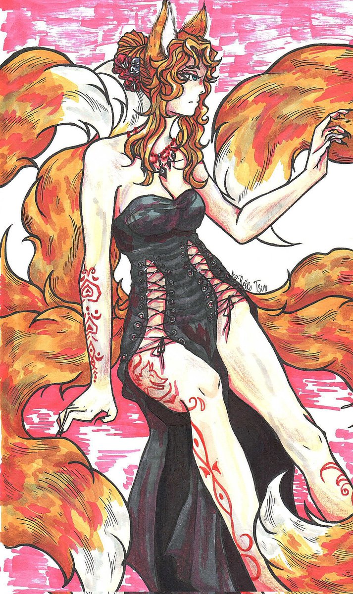 ReikoTsun1105's tweet image. By the way, I'm currently writing the backstory for Amaterasu. She is one of the few foxes who witnessed the previous three demon lords (before the current one in MGE). If I remember, I'll translate it and send it to you.
#魔物娘図鑑 #Yoko #MGE #MGEOC #OC #MonstergirlEncyclopedia