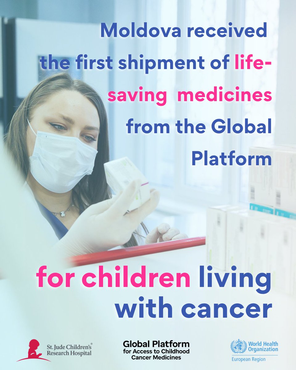 WHO_Europe's tweet image. #Moldova has received its first shipment of childhood #cancer medicines through the Global Platform established by WHO and @stjuderesearch, in collaboration with @UNICEF.

A bold step towards equitable access to care for all children in the country!

bit.ly/4cyxMYw