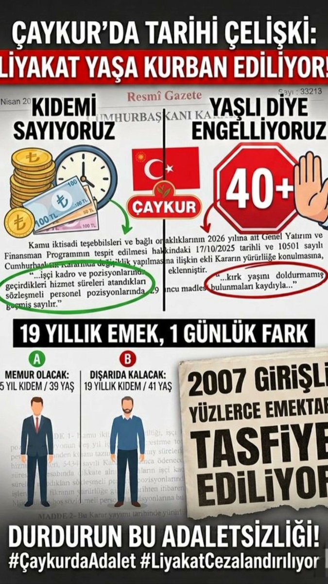 tumay_ustaoglu's tweet photo. Çaykur işçisi hakkını arıyor!20 yıllık emeğimizi hiçe sayıp,kurum için de yaş şartı ve kpss engeli koyarak yapılan atamalar haksız atamadır.Kıdem esas alınmalıdır.Bu adaletsiz,liyakatsiz atamalar bir an önce durdurulmalıdır!Sesimizi duyurun lütfen!!! https://t.co/7mWlycryhX