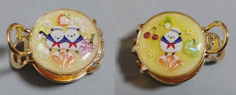 丸型　両面バンスクリップ、完成
水平シマエナガちゃんが、可愛い✨️