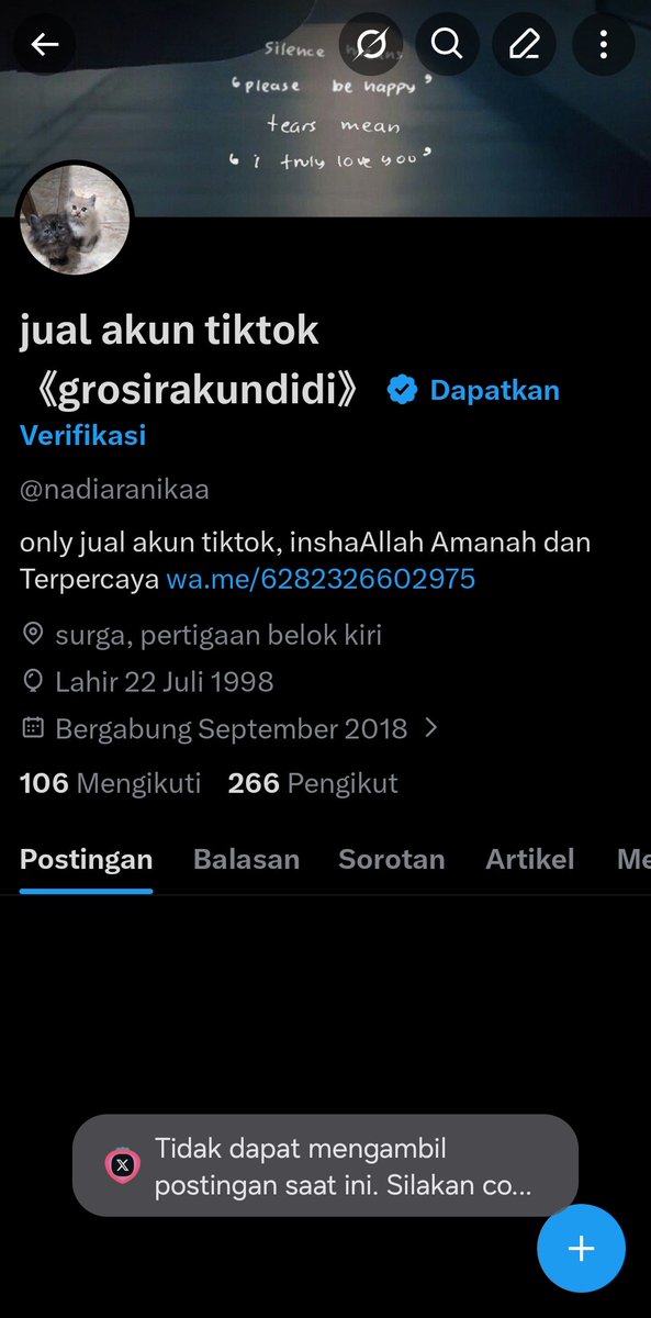 Nad Jual akun tiktok (grosirakundidi) tweet media