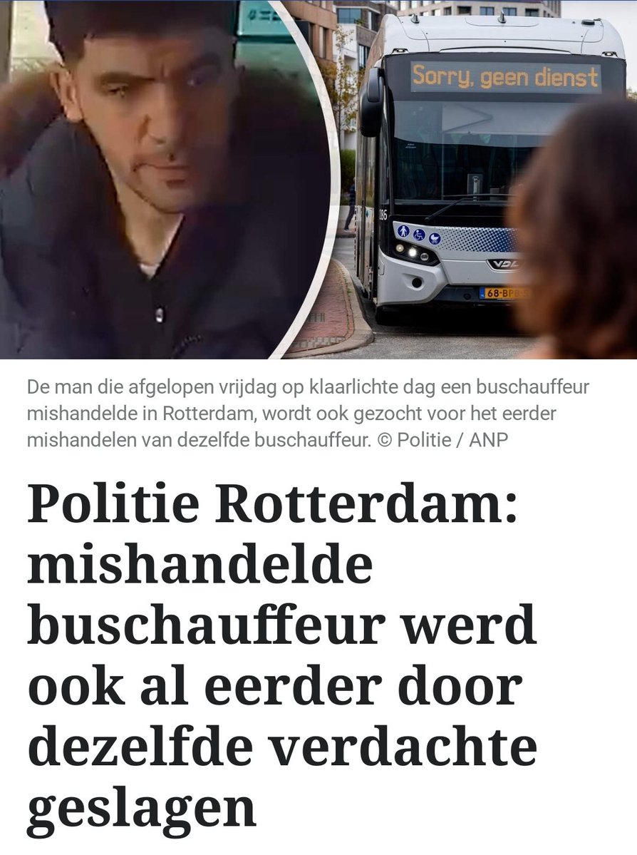 maartenbrink's tweet image. Politie Rotterdam: mishandelde buschauffeur werd ook al eerder door dezelfde verdachte geslagen.

telegraaf.nl/binnenland/pol…
#mishandeling #rotterdam #politie