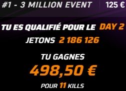 Le plus dur est fait !
Qualif au D2 du 3 million event avec 150 belles BB 😎