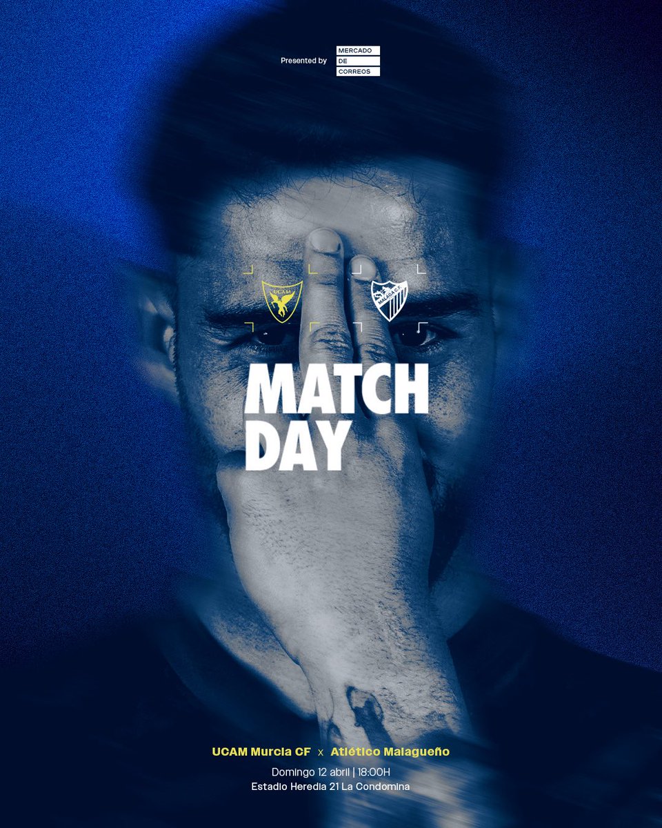 UCAMMurciaCF's tweet photo. 💛 𝐇𝐨𝐲 𝐞𝐬 𝐝𝐢𝐟𝐞𝐫𝐞𝐧𝐭𝐞, ¡𝐇𝐎𝐘 𝐉𝐔𝐆𝐀𝐌𝐎𝐒! 

🏆 Jornada 31 - G.IV de 2ª Federación. 
🆚 Atletico Malagueño.
⌚️ 18h. 
🏟️ Estadio Heredia 21 La Condomina. 
🎟️ https://t.co/Ni88DJH6hL…
📺 @PopularTvMurcia (TDT) - @webdirecto_com (Online).

⭐️ Mercado de Correos

#UCAMMurciaMalagueño | 2025/26