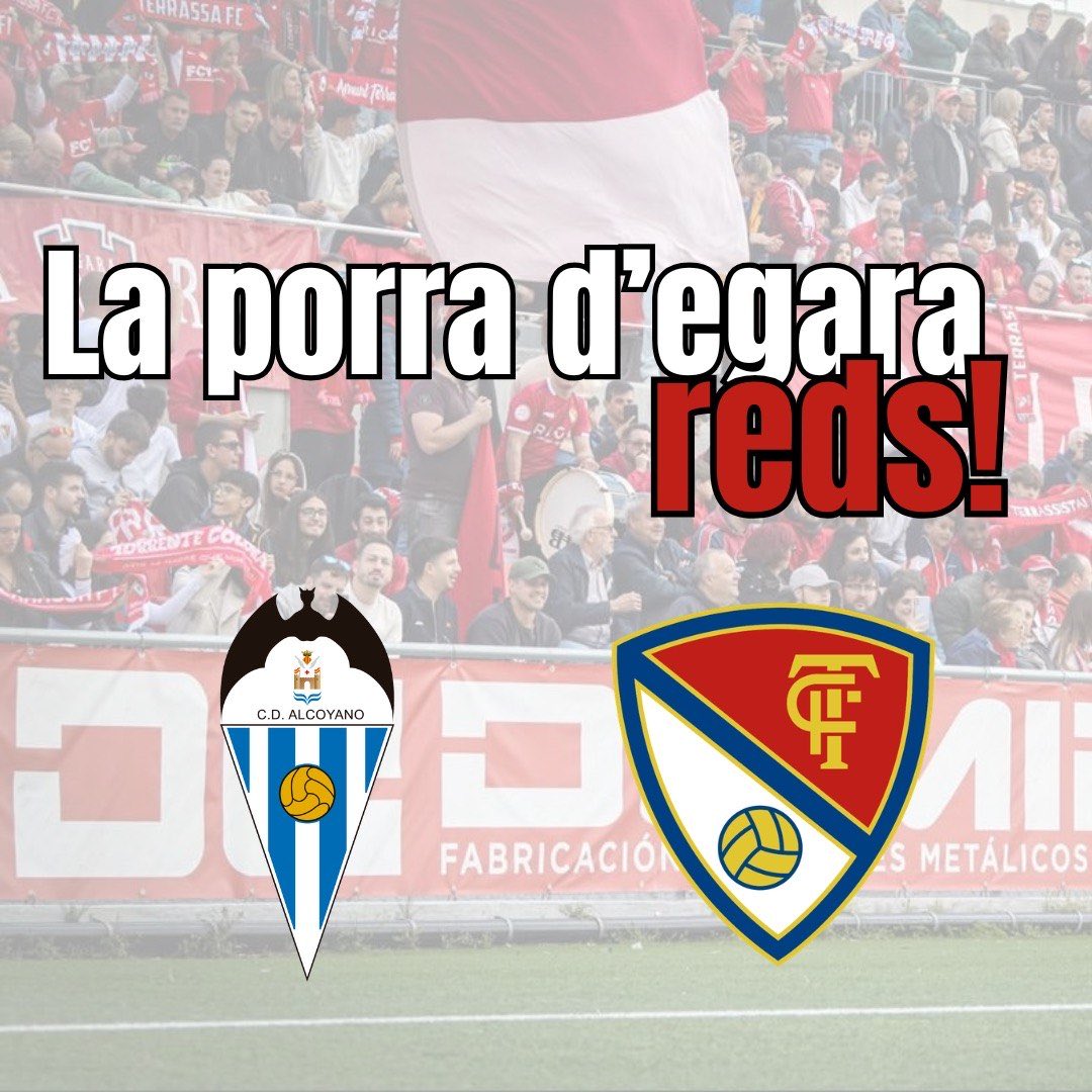 Diumenge de partit!! ⚽️🏟️
Diumenge de <a href="/terrassafc/">Terrassa FC</a> ❤️🔴⚪️
I una nova jornada de la porra d'Egara Reds! 🗳️📈

Deixa'ns el teu pronòstic (resultat i 1r golejador als comentaris) ⬇️
#terrassafc #egarareds #laporradegarareds #cdalcoyanoterrassafc
 #segundarfef