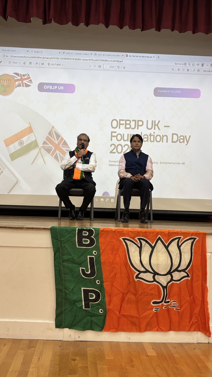 OFBJPUK's tweet photo. Honoured to host distinguished guests including Shishir Bajoria, Lord Rami Ranger & many respected leaders at OFBJP UK’s 47th Foundation Day celebration in London.
#OFBJP #IndianDiaspora #UKIndia
@BJP4India @NitinNabin @narendramodi @vijai63 @shishirkb @overseas_bjp https://t.co/0PWquxvTRD