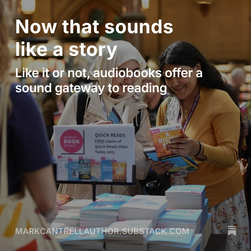 Man0Words's tweet image. Audiobooks can encourage a love of reading so a charity partnership aims to ensure they get a hearing this coming World Book Night...

markcantrellauthor.substack.com/p/now-that-sou…

#QuickReads #books #audiobooks @readingagency