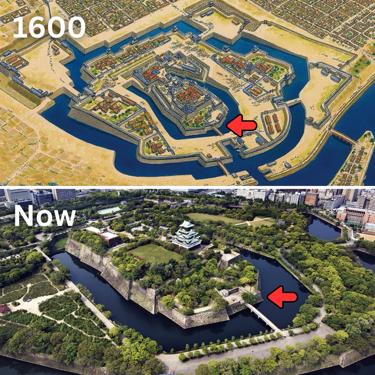 Four centuries apart at Osaka Castle, Japan 🇯🇵