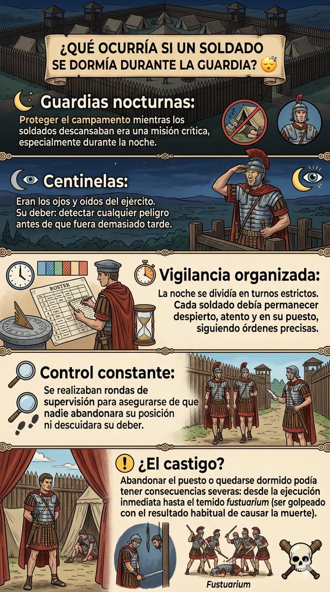 ElVigilRomano's tweet photo. En el ejercito romano la disciplina era la base de su poder y cualquier fallo en la vigilancia se consideraba una amenaza directa para todo el campamento. https://t.co/i9frwQFhHw