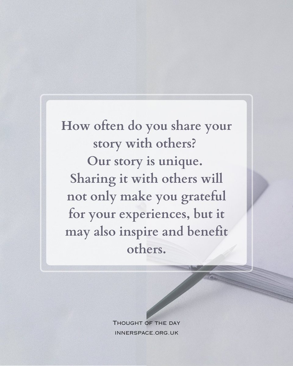 inner_space's tweet image. 💭 Thought of the Day: Sharing Your Story 📖✨
Find the courage to be open and share your struggles, your successes and your knowledge. And if you don't want to share every detail, just share what you're comfortable with. 🌿💬

#shareyourstory #authenticliving #inspireothers
