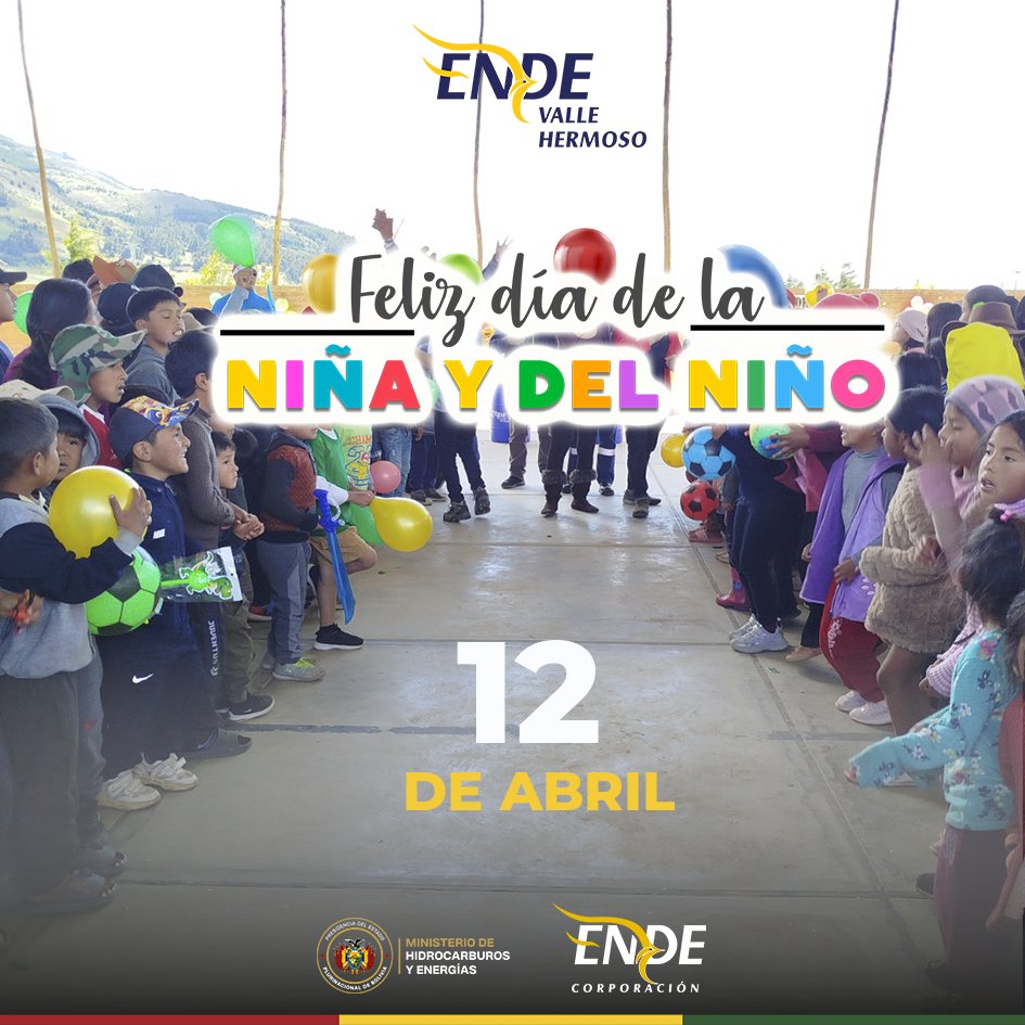 En  ENDE VALLE HERMOSO S. A. sabemos que hay una energía mucho más poderosa e imparable: La energía infantil.
Las niñas y niños tienen el poder de iluminar el mundo entero y son la verdadera fuerza que impulsa la construcción de nuestro futuro.
Feliz día del niño
#evh #12deabril