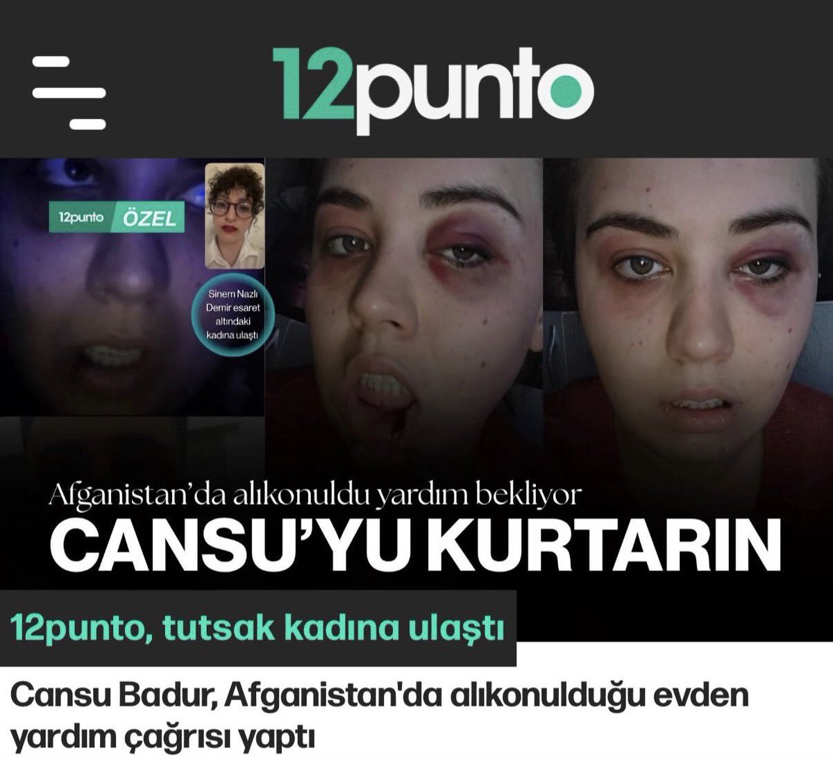sinemnazlidemir's tweet photo. ❗️Afganistan’da Abdul Ndori tarafından alıkonulan Türk vatandaşı Cansu Badur ile görüştüm!

➡️Cansu yetkililere sesleniyor:
“Pasaportumu parçaladı, yaşadıklarım ölümden beter”

@mbuyuksipahi @12puntocomtr @baristerkoglu @mkerdemol 

https://t.co/hs2NyB9VX8 https://t.co/rDGd3qKpCt