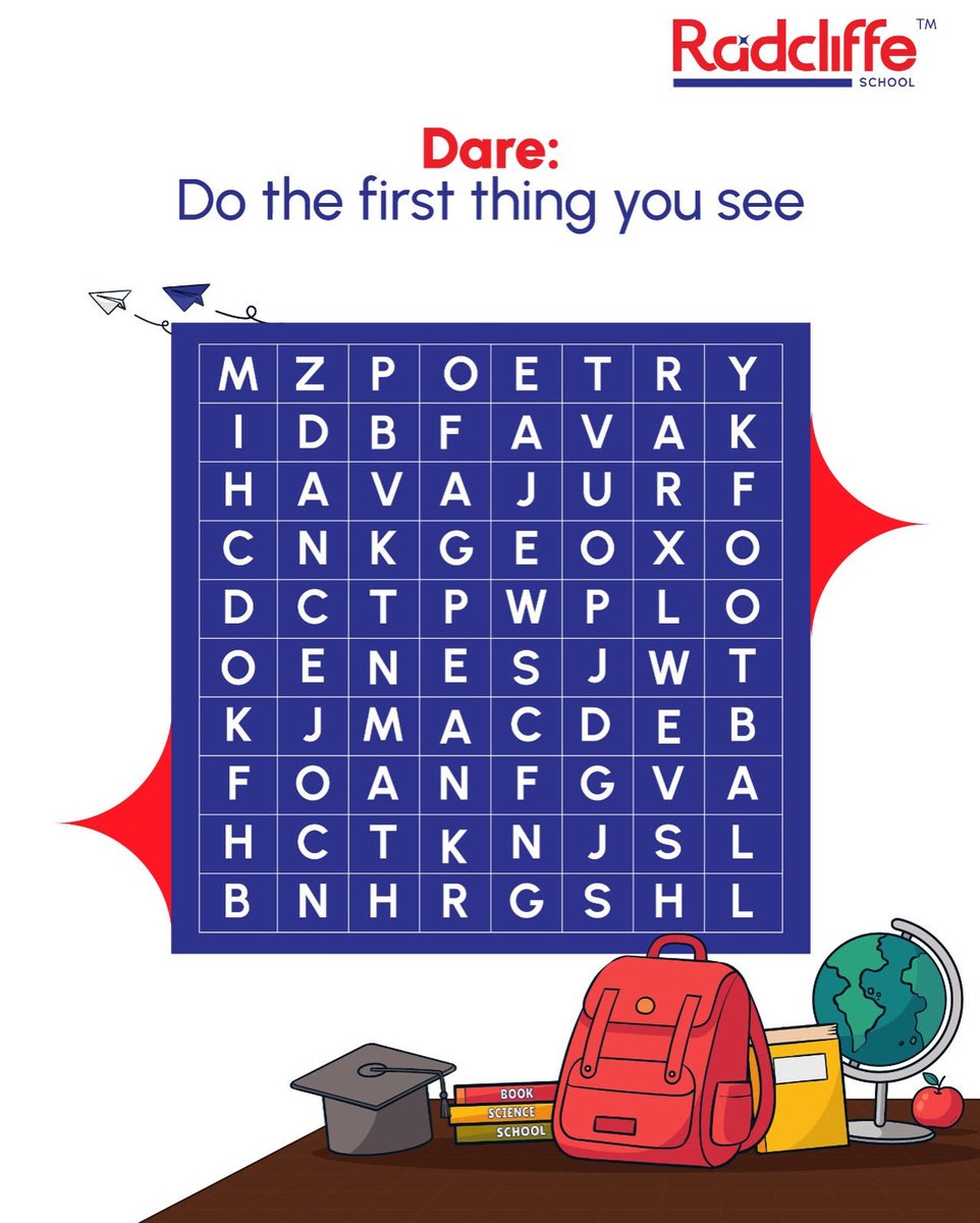 Dare: Do the first thing you see 👀
Homework? Math? Poetry? Football? Dance?
Now… no excuses. Go do it😉

#RadcliffeSchool