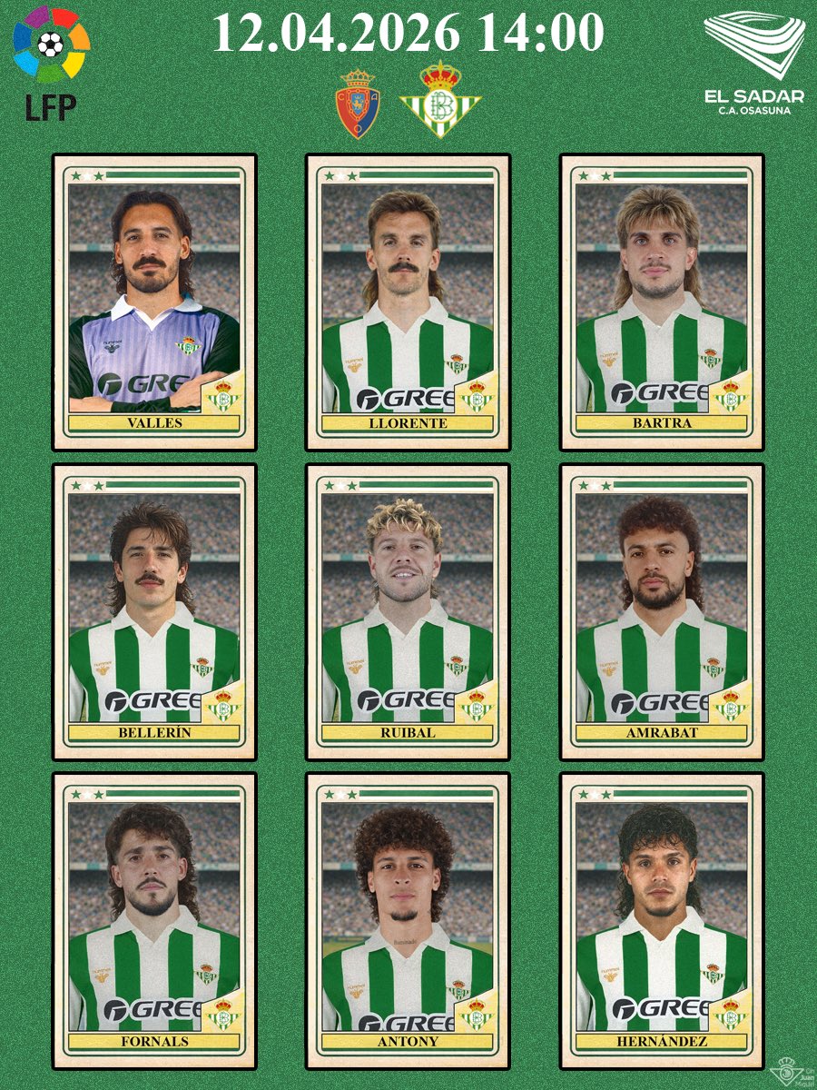 pbOJM's tweet photo. Jornada Retro de @LaLiga y hemos transportado a nuestros cracks a principios de años noventa!!

Vamos a romper la mala racha en liga y que nos de un plus para el partidazo del próximo jueves!!💪🏽💪🏽

🎶CON LOS DEDOS DE LAS MANOS Y LOS DEDOS DE LOS PIES..🎶

#OsasunaRealBetis #OJM https://t.co/jE99xI4qw6