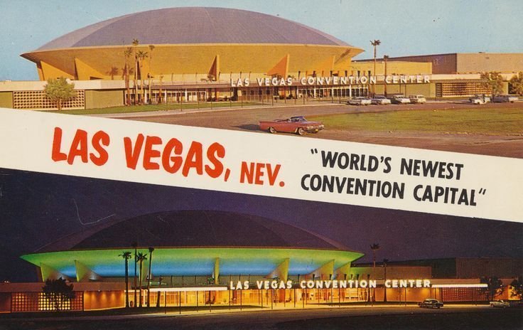 _GrandPaD's tweet photo. Paper name tags, cheap totes and lanyards made their Vegas debut as OTD 1959 the #LasVegas Convention Center opens with its first convention - "World Congress of Flight". The LVCC opened with a 6,300 seat rotunda and 90,000 sq. ft. exhibition hall. https://t.co/P4oeYW4wnm
