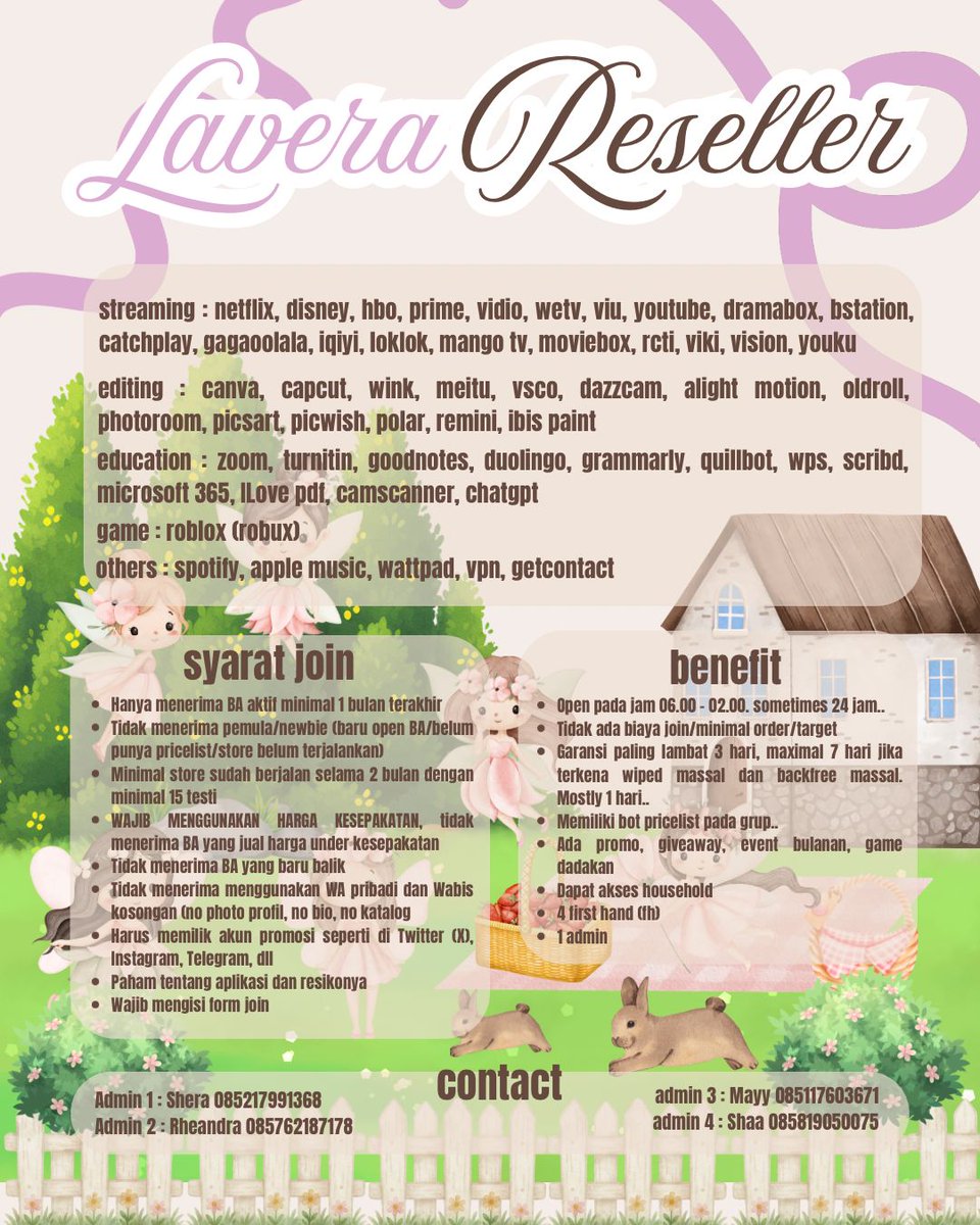 dgrunker's tweet photo. @chierryred ୨୧ ₊ ˚ lavera ress open reseller 🕊️🪻
lavera lagi openk member nich♡ tersedia study needs, app premium, robux

♡ ada 4 admin fast dan ramah
♡ tersedia durasi harian sampai bulanan
♡ mostly open 24 jam
♡ sudah ada 400+ member yang join

💌 : https://t.co/egShNWU7eS https://t.co/Cecx8bMo28