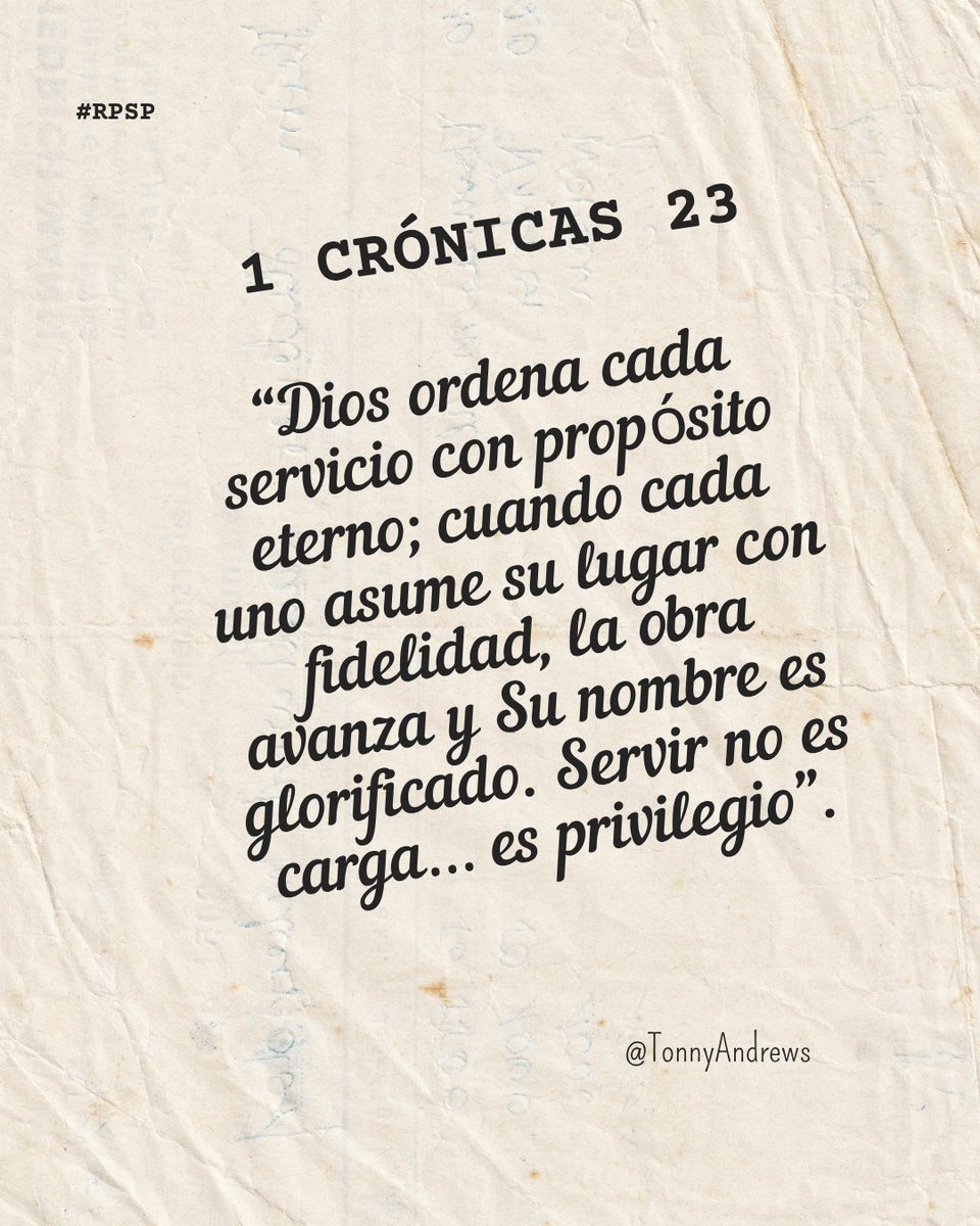 📖 #RPSP  - 1 Crónicas 23✨

“Aun en las tareas sencillas, Dios forma corazones consagrados. La verdadera grandeza no está en ser visto, sino en servir con amor donde Él nos ha puesto”. 🙏

#PrimeroDios #rpsp #1Crónicas23 #CuscoA #MSOP #UPSur