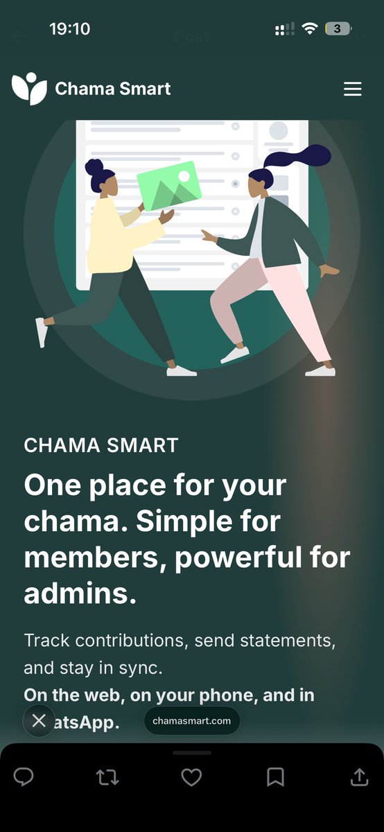 ItsJeffreyJeff's tweet photo. Struggling with record keeping, transparency & accountability in your chama?Well,@chamasmart_ has made it simple!
✅ Sign up at https://t.co/o0u6Y0SYio
✅ Create your chama
✅ Add members manually or generate a join link
✅ Import all your existing data from Excel
Your chama just got smarter!