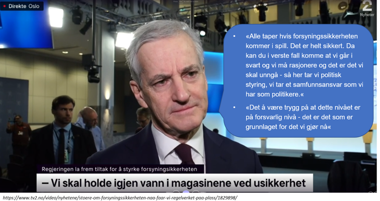 Og derfor foreslo <a href="/mpenergi/">Morten Pedersen</a> og undertegnede allerede i 2021 at det må settes krav til fyllingsgrad for å sikre neglisjerbar sannsynlighet for strømrasjonering eller høye strømpriser.
Selvsagt vil ikke Forbybar Norge støtte noe slikt fordi strømprisene da vil bli betydelig lavere