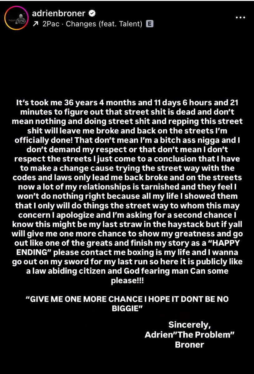 BoxingEnth's tweet image. Adrien Broner posts statement saying he is done with the streets and wants to have one last run in boxing 🗣️ 

#BoxingEnthusiast | #Boxing