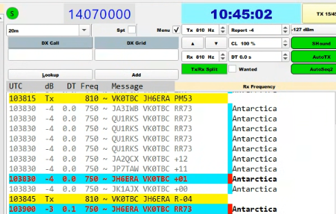 VK0TBC on 14.070 in SuperFox mode (Casey station in Antarctica)
