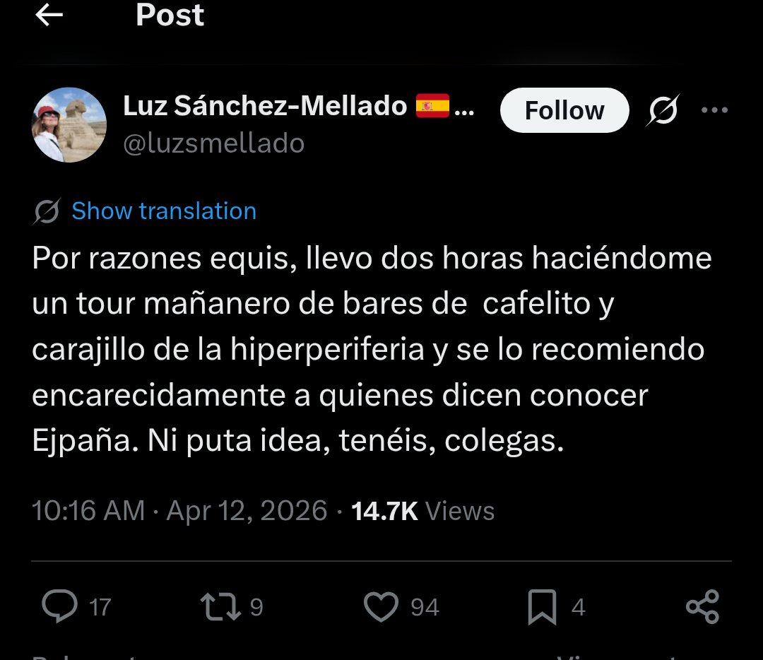 DarinaMarty's tweet photo. No me suelo meter con gente. Pero esta señora que nos ha regalado "voy en taxi, porque sufro viendo a pobres en el metro", ahora se aventura al extrarradio y nos cuenta sus aventuras. Progresismo caviar, the gift that keeps giving. 🤭 https://t.co/mmfAlnjZgr