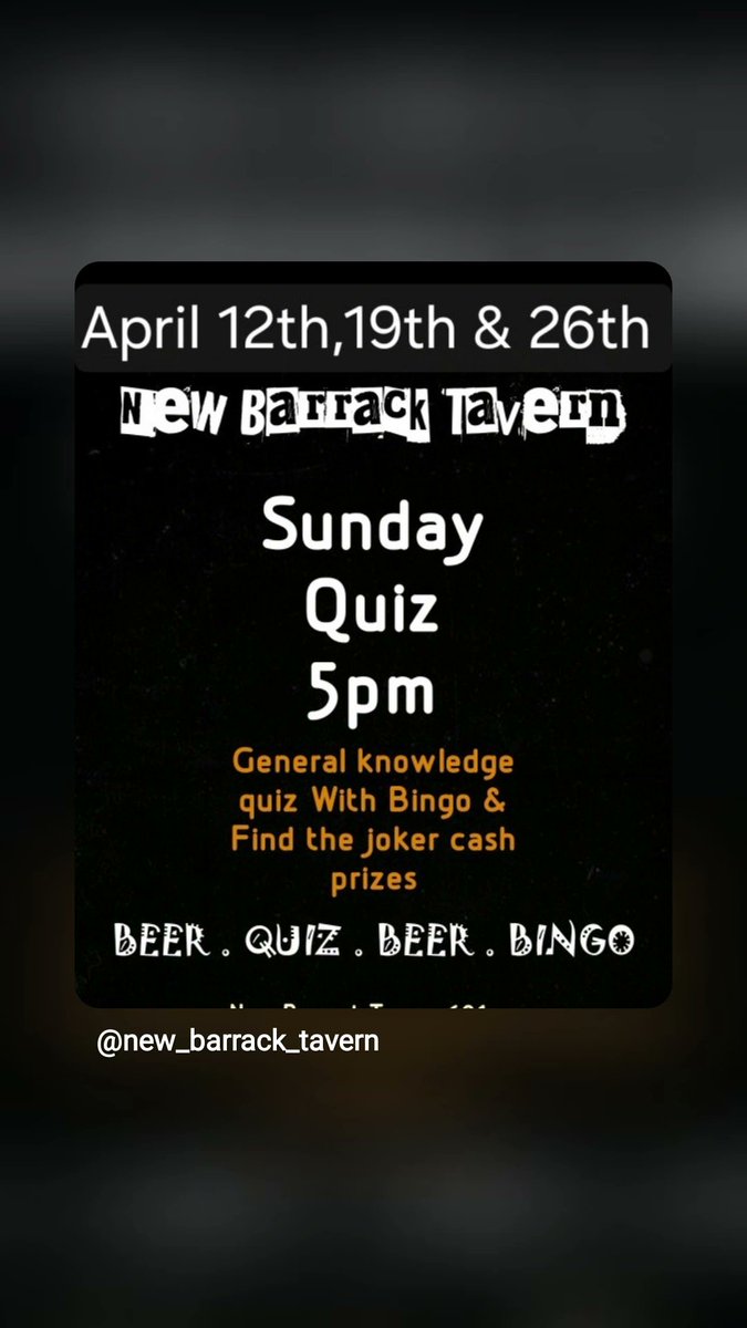 NewBarrack's tweet photo. Today 5pm #pubquiz #quiznight our general knowledge quiz with bingo #familyrunpub #familybusiness #publife #supportlocal #communitypub #communtiyhub #S6 #Hillsborough #Sheffield #traditionalpub #properpub #realalepub #realcider #loveyourlocal https://t.co/6Y4jdmPycu