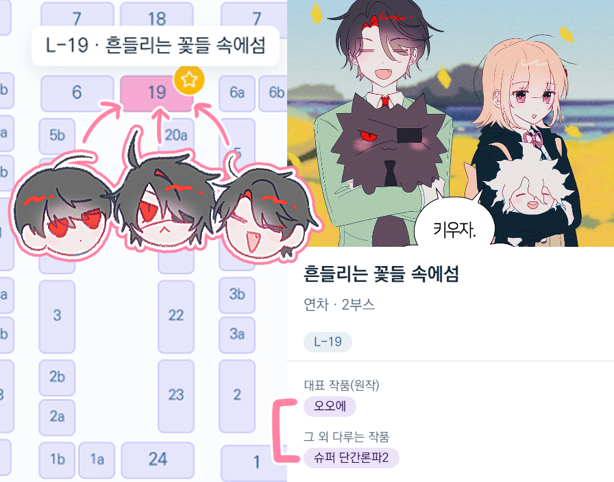 Annual__1's tweet photo. ❤️4월 26일 오락관 [오오에 / 슈퍼단간론파2]
[L19] 흔들리는 꽃들 속에섬 부스 최종 인포입니다.
각종 굿즈와 회지들 몇 권 들고 갈 예정이니 잘 부탁드립니다!

🍒선입금 수령 마감 시간 13:00 입니다.
🍒실물 굿즈 사진이나 추가 공지사항은 타래로 안내 드리겠습니다. 감사합니다😍 https://t.co/w5nYbeTaIb