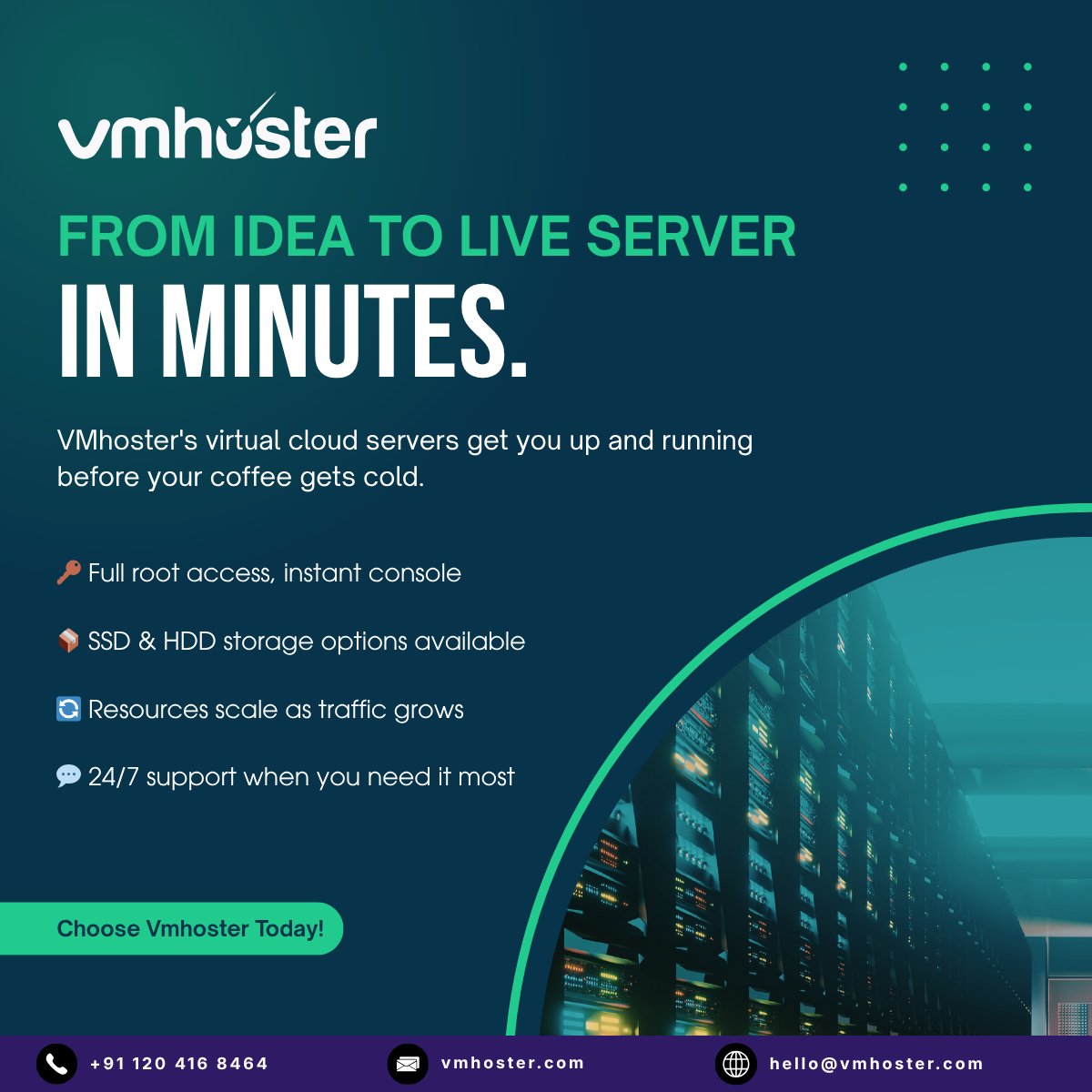 vmhosters's tweet image. VMhoster cloud servers go live in minutes — full root access, instant console, SSD storage, and resources that scale as your traffic does. Your next project should not wait on a server.

👉 Choose VMhoster Today at vmhoster.com 

#cloudserver #vpshosting #cloudhosting