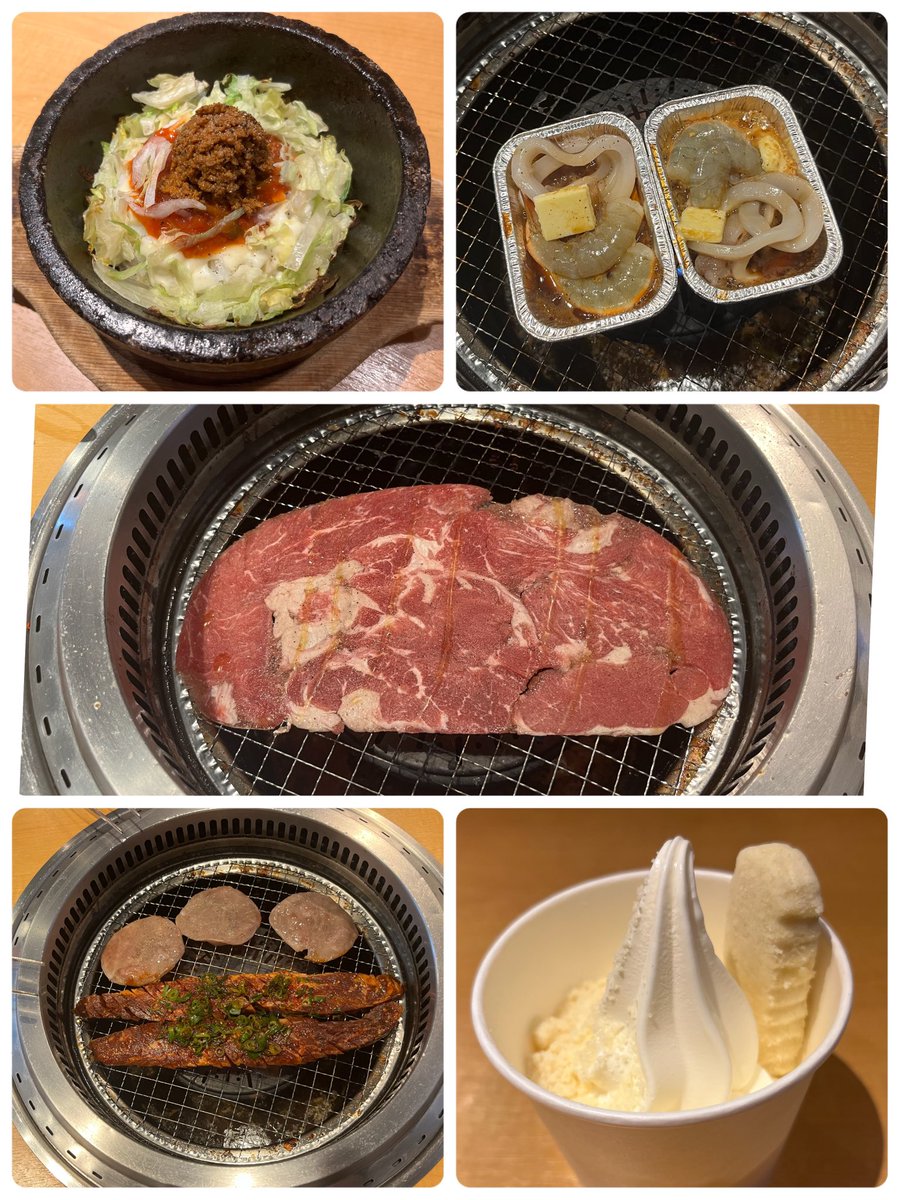 焼肉きんぐ
キングコース
沖縄フェア期間中
だったのでラッキー✌️

・ハラミ
・ロース🥩
・海老とイカのバター焼き
・きんぐタコライス

・宮古島の
    雪塩ソフトクリーム🍦
・雪塩ちんすこう