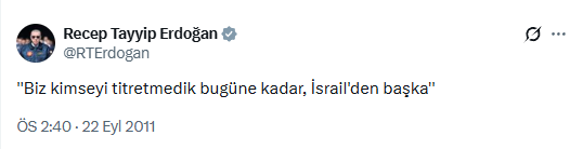 ulketv's tweet image. 🔴Cumhurbaşkanı #Erdoğan'ın yıllar önce attığı paylaşım sosyal medyada yeniden gündem oldu!

"Biz kimseyi titretmedik bugüne kadar, #İsrail'den başka"