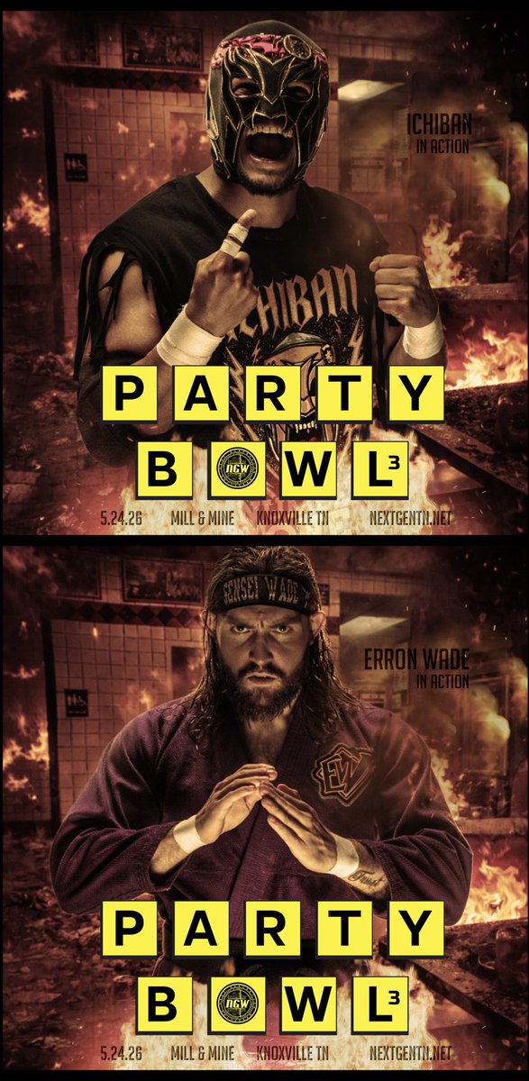 NextGenTN's tweet photo. 🧇 The Party Bowl 3! 🧇 

Sunday May 24th at The Mill &amp; Mine in Knoxville!

🎟️: https://t.co/CcSWFVAWjL

Announced so far:
NGW Champion Matt Cross 

“The Southern Psycho” Mance Warner

NGW Eastern States Champion Tre LaMar

“Neon Ninja” Facade

ICHIBAN

“Sensei” Erron Wade https://t.co/HQxlZnFqQG