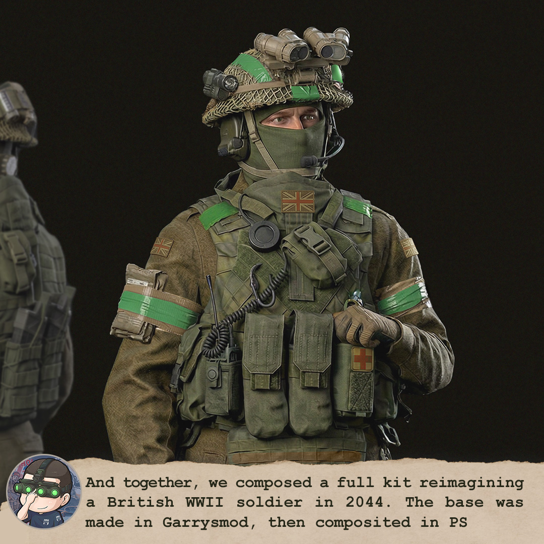 kaisercatcinema's tweet image. World of WW2044 - British Forces During D-Day // a sick Garrysmod kitbash I did in collab with Bulgarian artist  @Damianski . kaisercatcinema.com/s/about-ww2044 #kitbash #garrysmod #3d